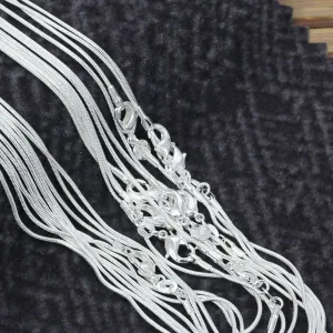 10pcs/lot Promotion! wholesale silver plated  necklace,   silver fashion jewelry Snake Chain 1mm  Necklace 16 18 20 22 24 INCHES