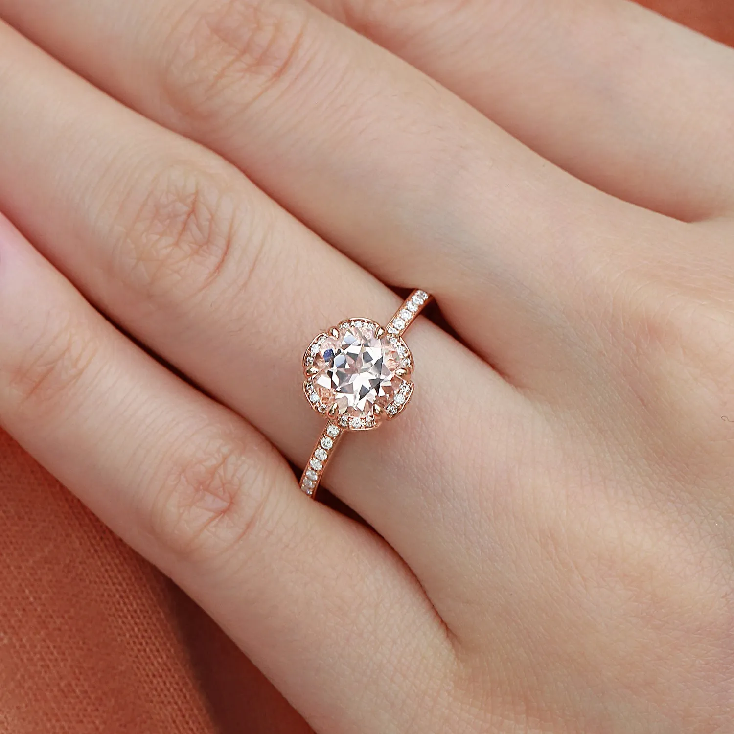 1.2ct Morganite Floral Inspired Ring