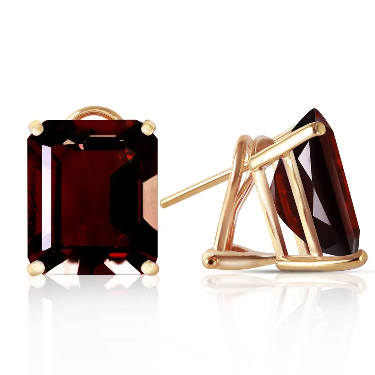 14 Carat 14K Solid Yellow Gold Distinction Garnet Earrings