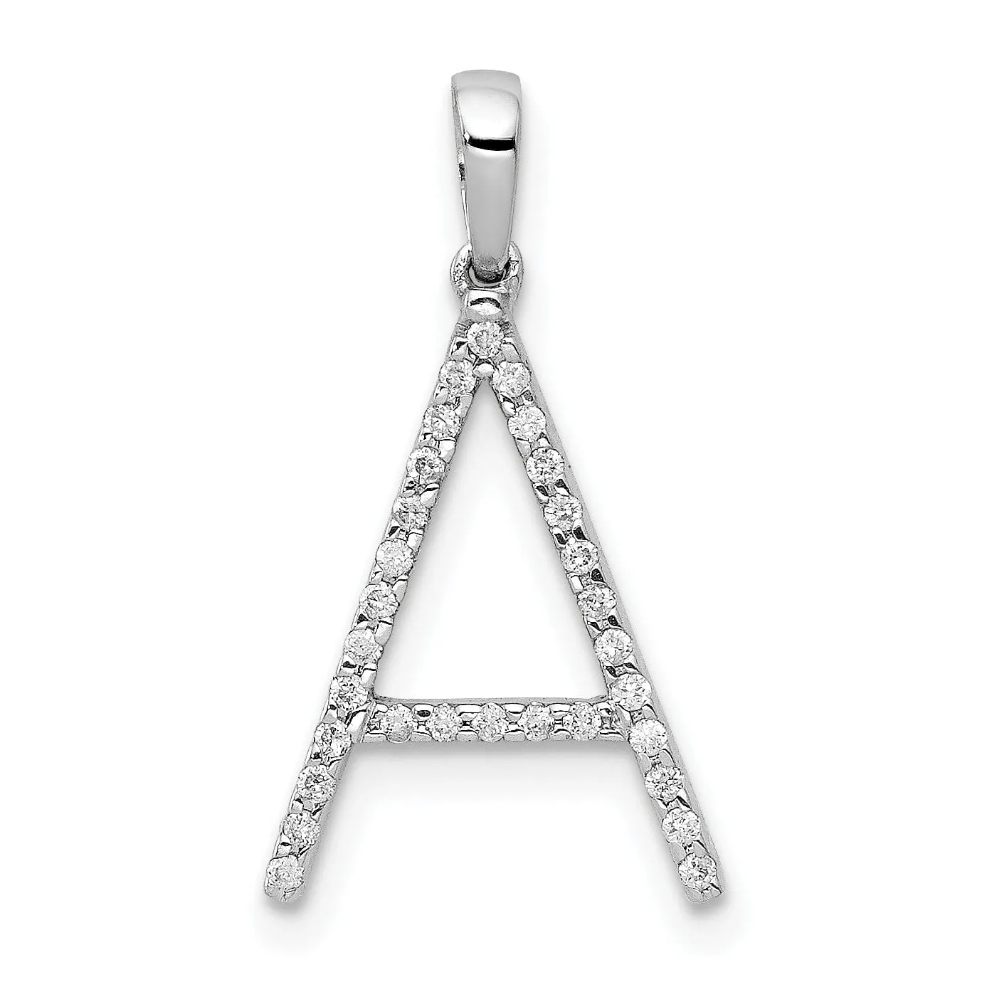 14K White Gold Diamond 0.9-CT Block Letter A Initial Charm Pendant