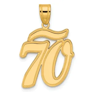 14k Yellow Gold Polished Finish Script Design Number 70 Charm Pendant