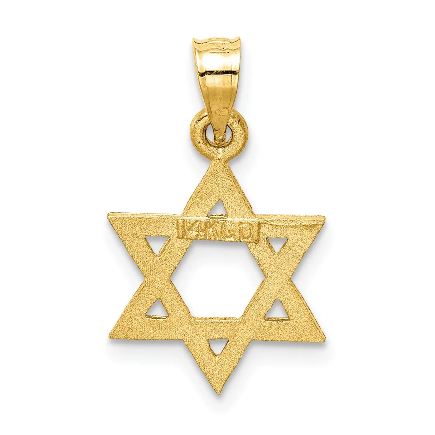 14k Yellow Gold Satin D.C Finish Solid Star of David Charm Pendant