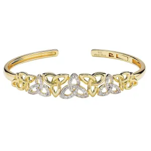 14kt Gold Vermeil White Sapphire Trinity Knot Bangle