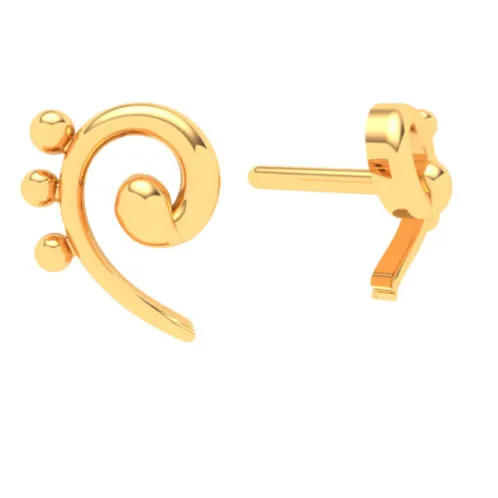 14KT Unique Kolka Shape Three Dots Gold Stud Earrings From Online Exclusive