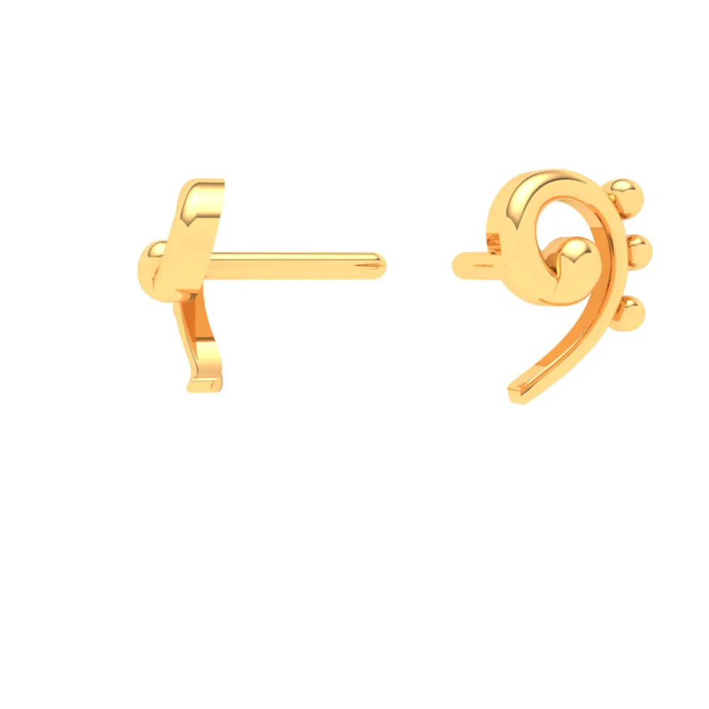 14KT Unique Kolka Shape Three Dots Gold Stud Earrings From Online Exclusive