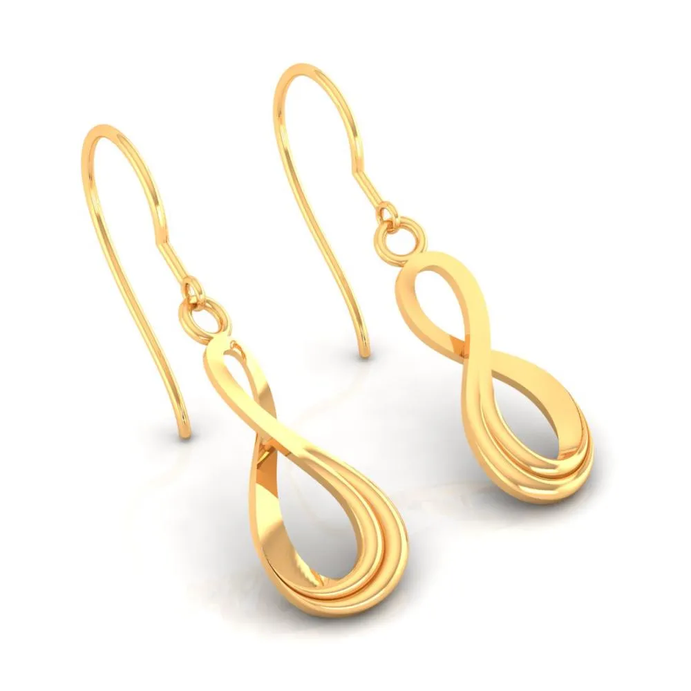 18k Delicate Gold Earrings With An Infinite Design