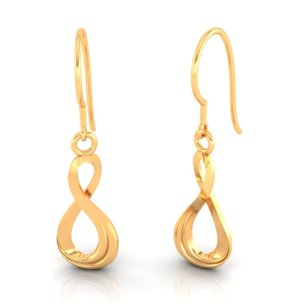 18k Delicate Gold Earrings With An Infinite Design