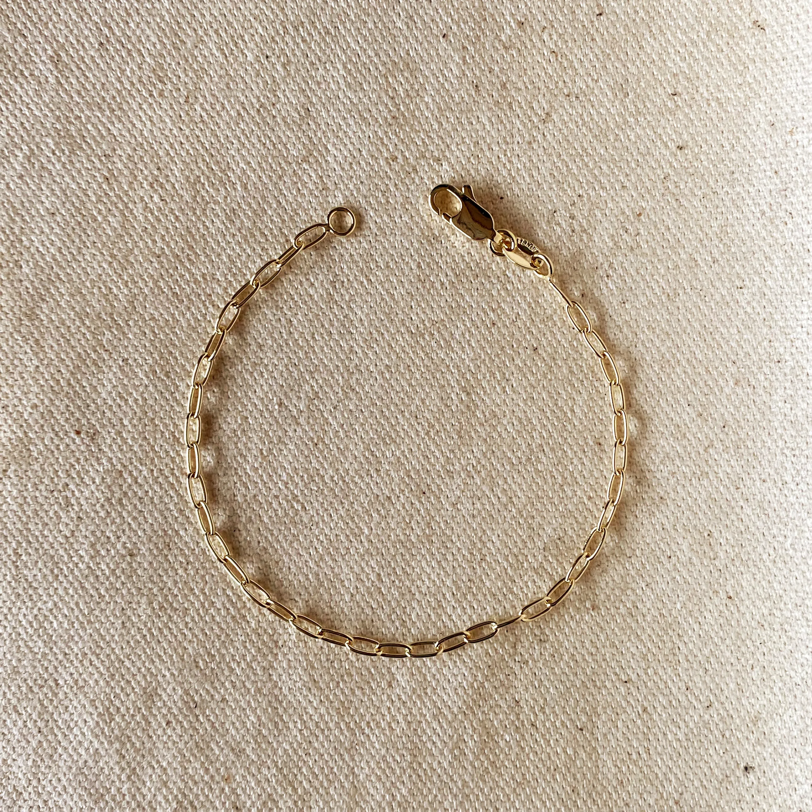 18k Gold Filled 2.5mm Cable Link Bracelet