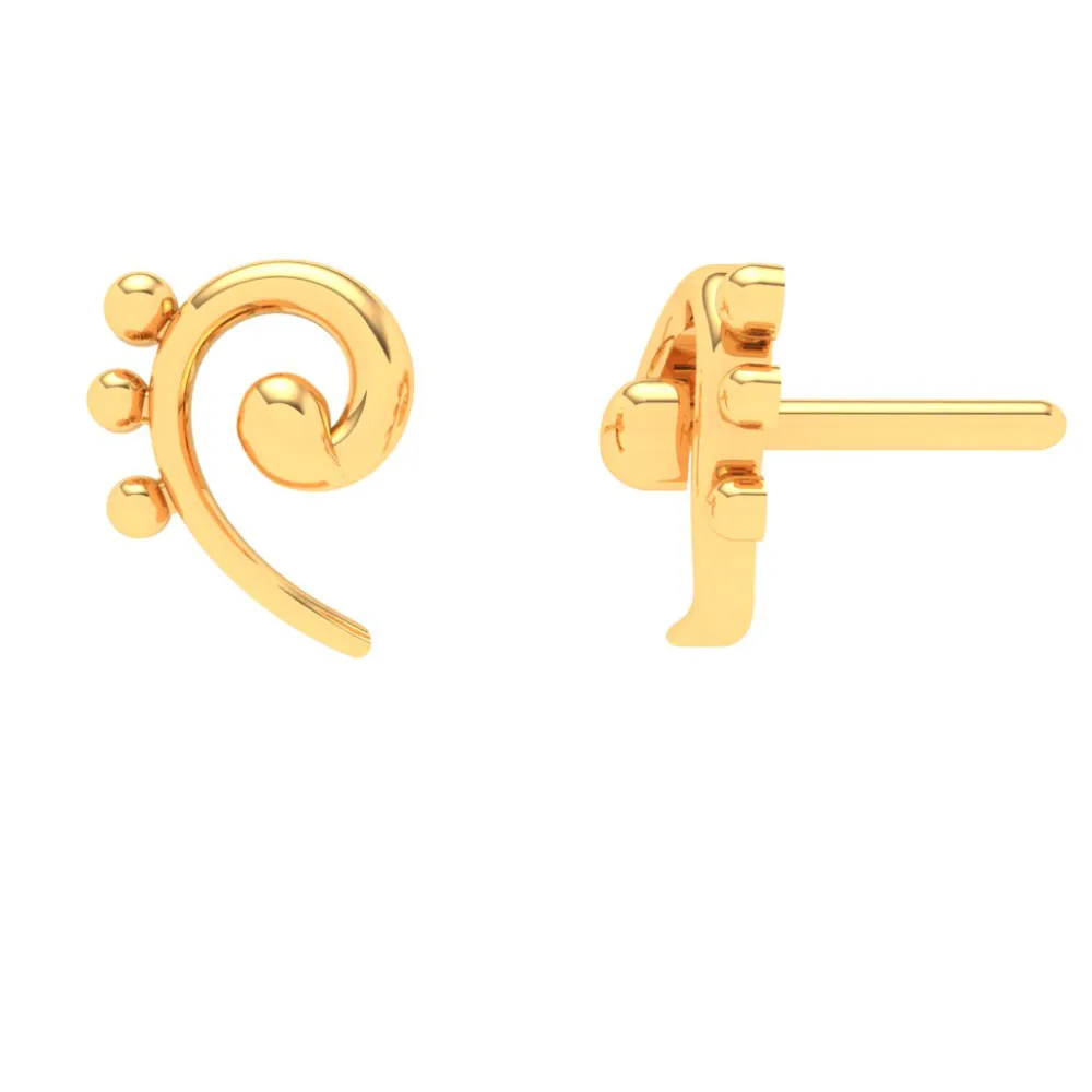 22KT Unique Kolka Shape Three Dots Gold Stud Earrings From Goldlites Collection