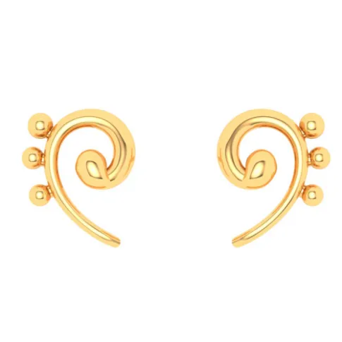 22KT Unique Kolka Shape Three Dots Gold Stud Earrings From Goldlites Collection