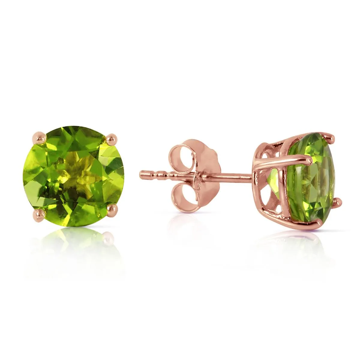 3.1 Carat 14K Solid Rose Gold Stud Earrings Natural Peridot