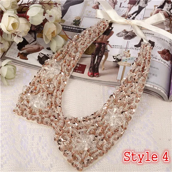 8 Styles Fashion women Sequined beaded knitted cloth Ribbon Fake collar Choker Necklaces clothing accessories U choose