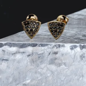 Angus Natural Black Diamonds Yellow Gold Unique Earrings