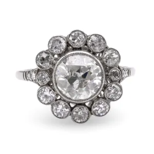 Art Deco Inspired Diamond Platinum Cluster Ring