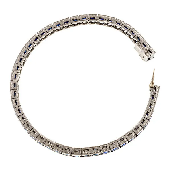 Art Deco Style Sapphire Straight Line Bracelet