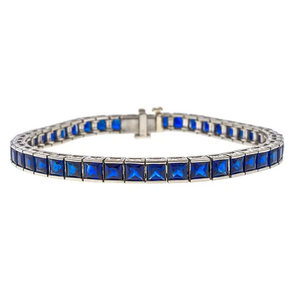 Art Deco Style Sapphire Straight Line Bracelet