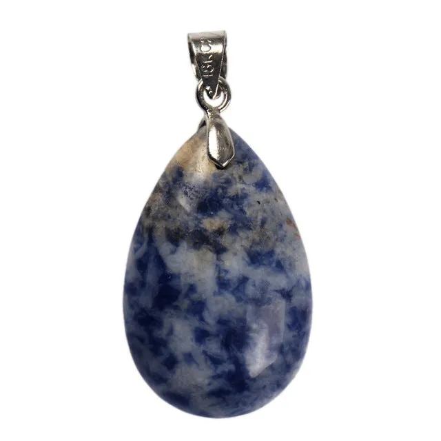 Assorted Natural Stone Water Drop Pendants Pendulum Crystal Fluorite Opalite obsidian Chakra Healing Reiki Beads&Free shipping