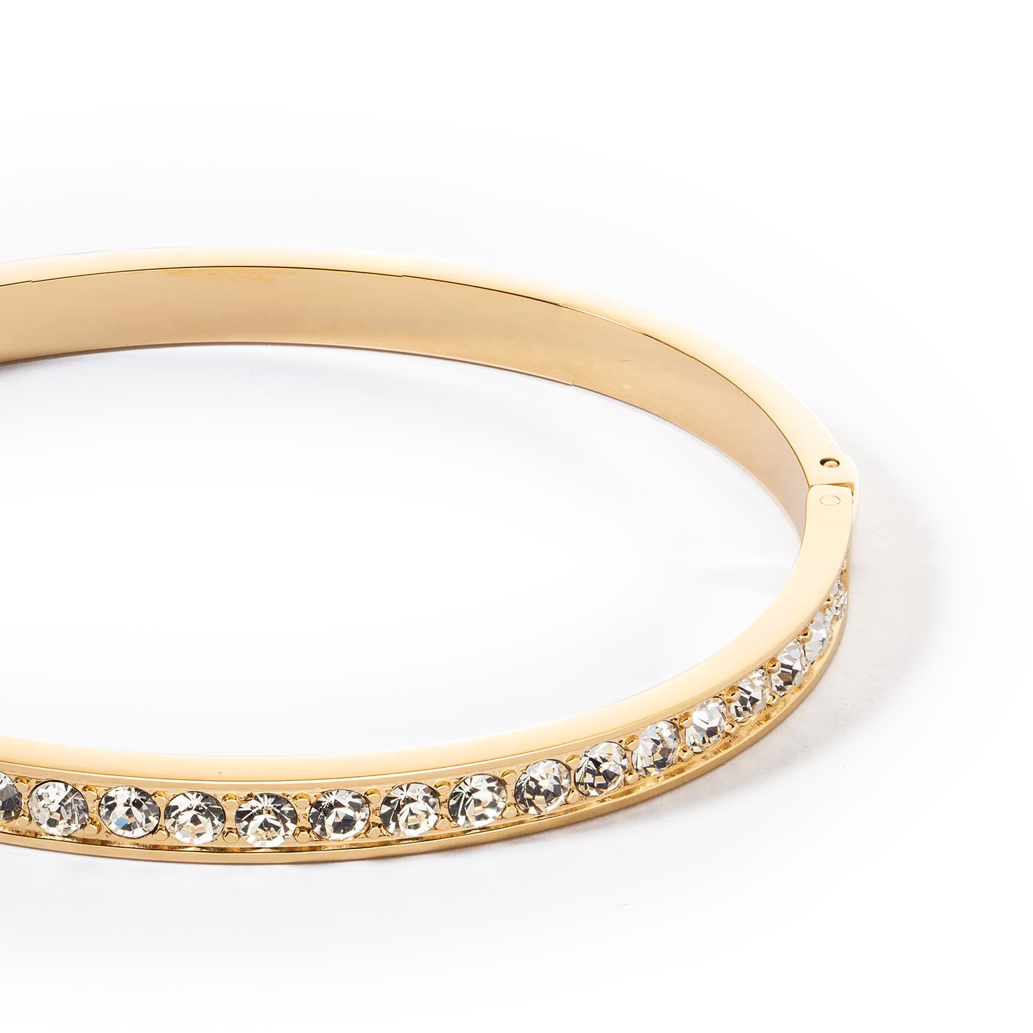 Bangle stainless steel & crystals gold crystal (size 19 cm)