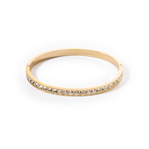 Bangle stainless steel & crystals gold crystal (size 19 cm)