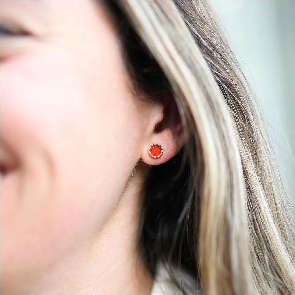 Barcelona July Carnelian Birthstone Stud Earrings