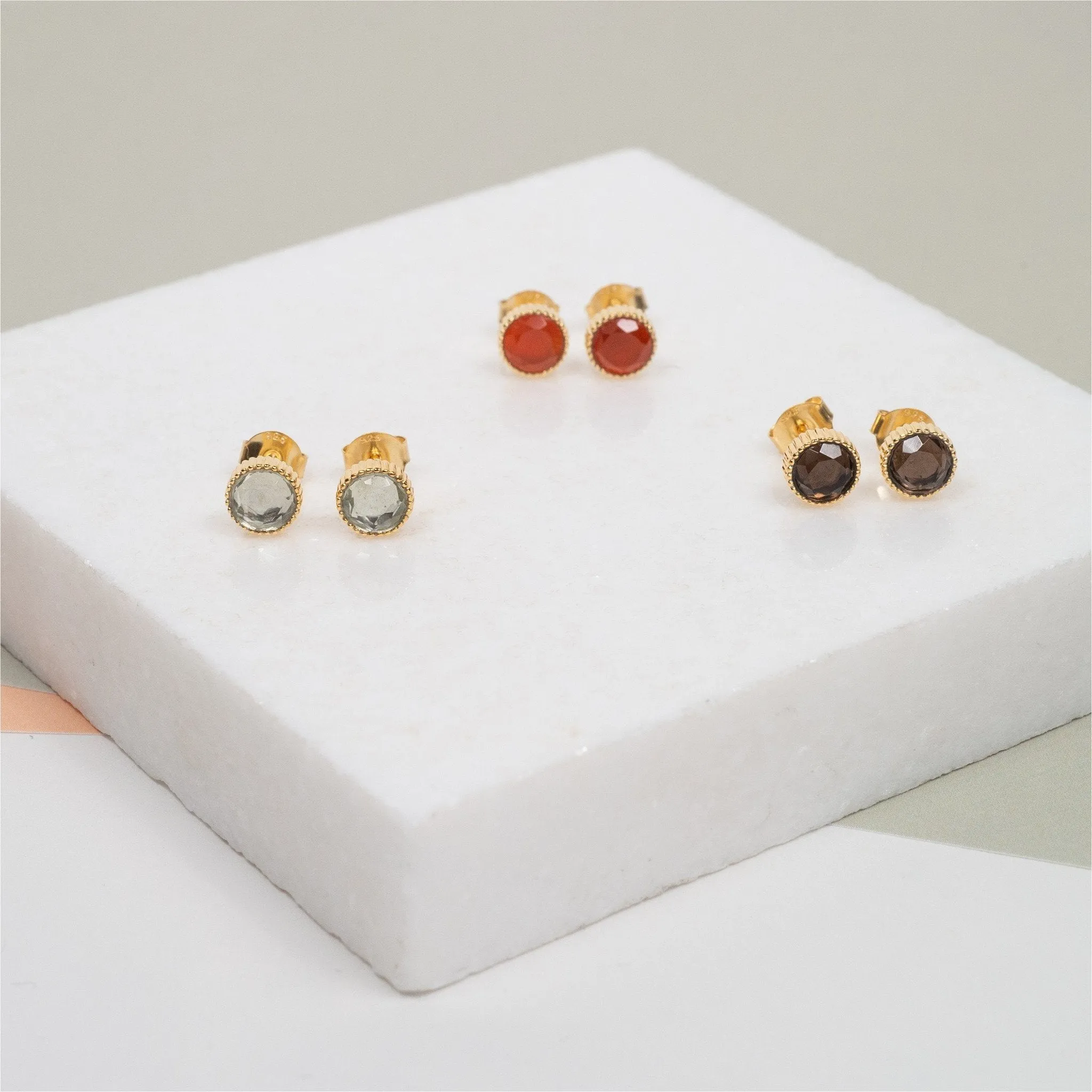 Barcelona July Carnelian Birthstone Stud Earrings