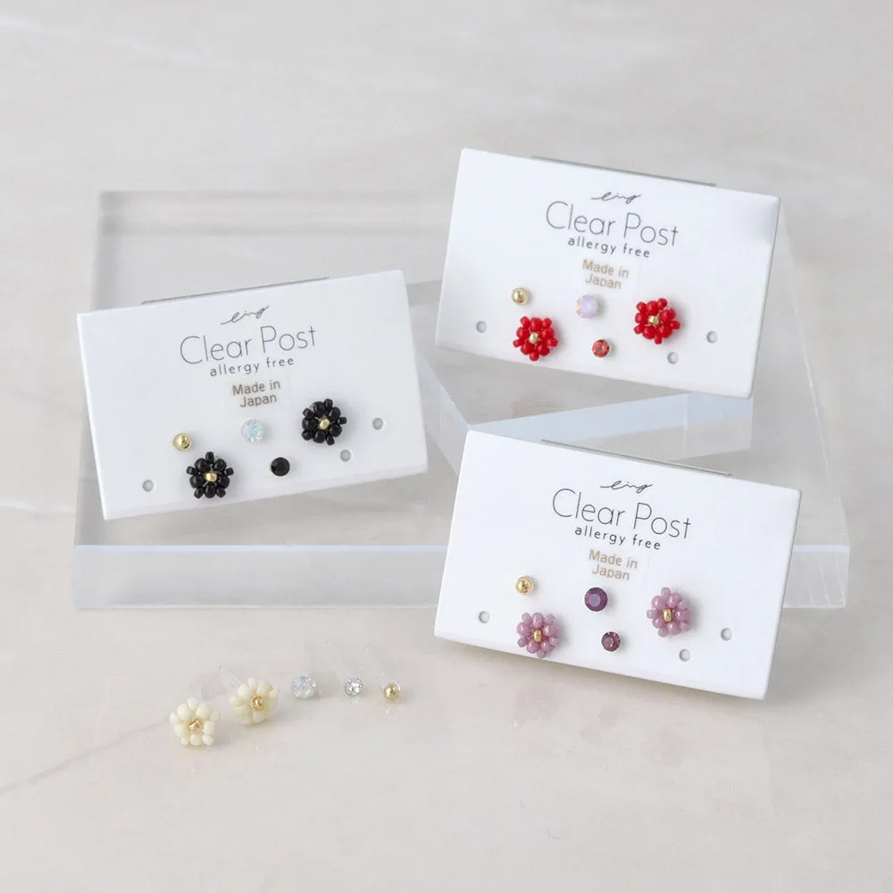 Beaded Flower Small Plastic Stud Set