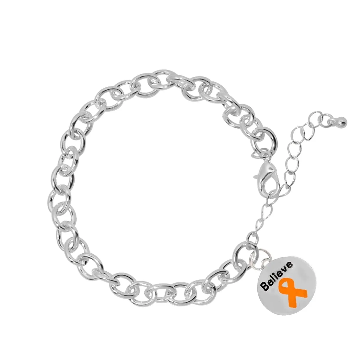 Believe Orange Ribbon Chunky Charm Bracelets