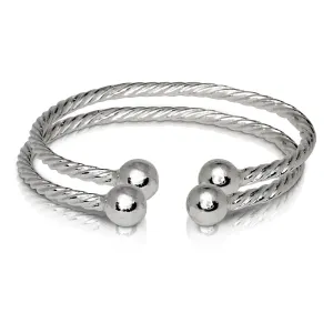 Better Jewelry BALL ENDS COILED ROPE WEST INDIAN BANGLES .925 STERLING SILVER, 1 pair