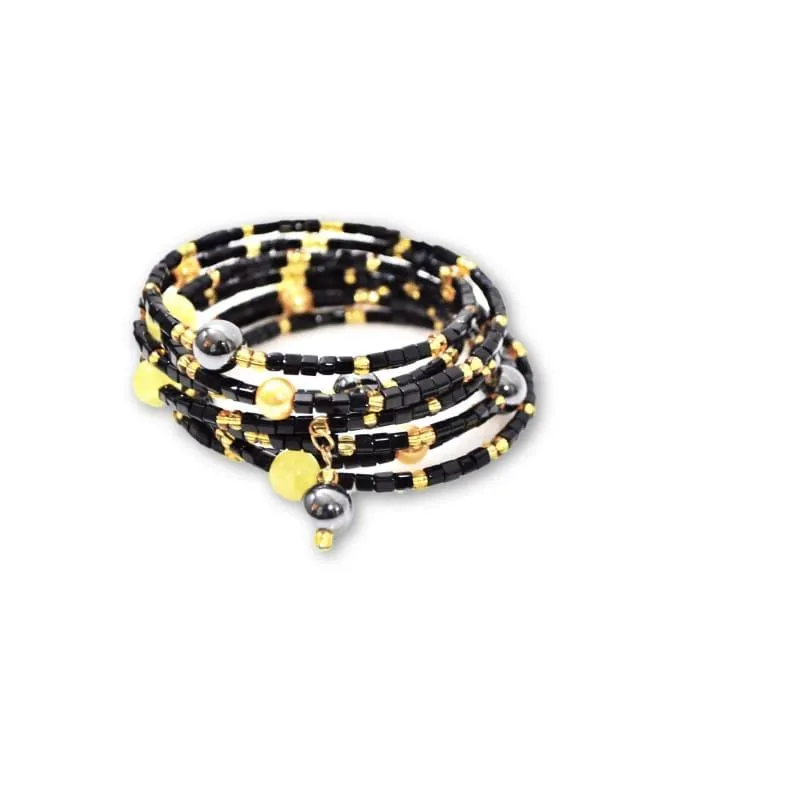 Black and Gold With Hematite Wrap Around Women's Bracelets