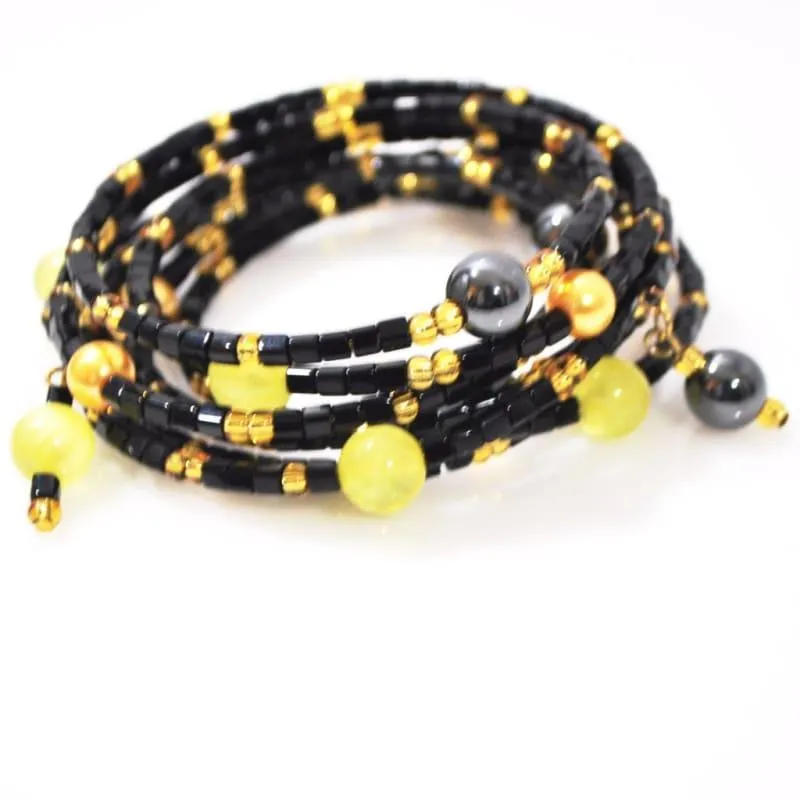 Black and Gold With Hematite Wrap Around Women's Bracelets