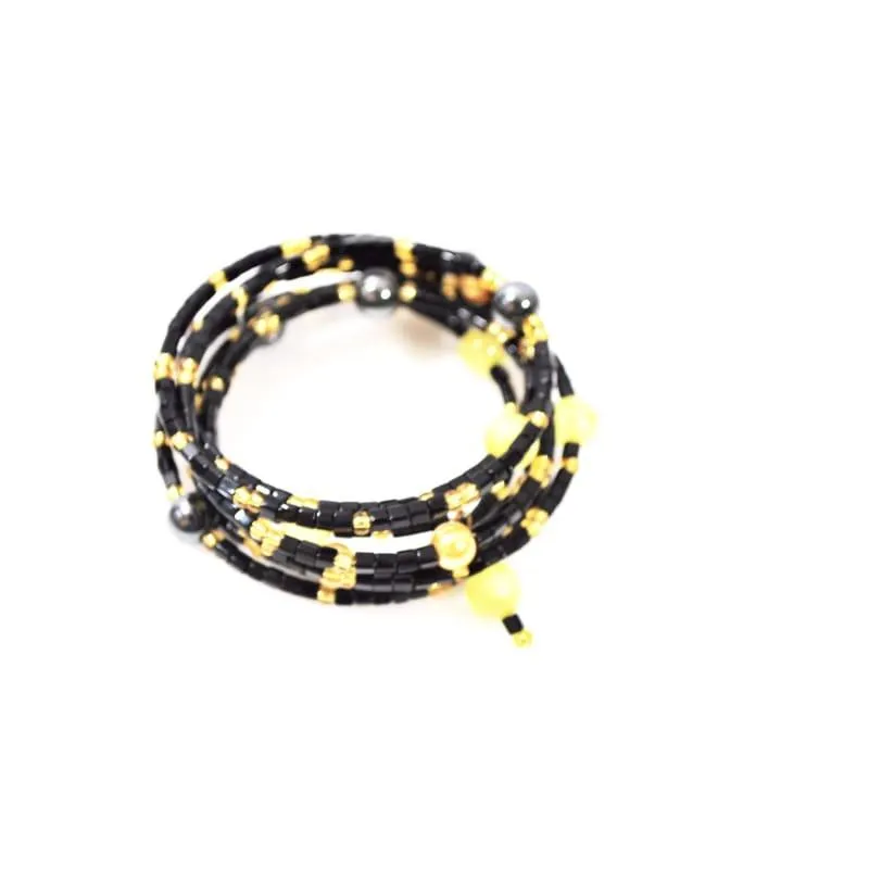 Black and Gold With Hematite Wrap Around Women's Bracelets