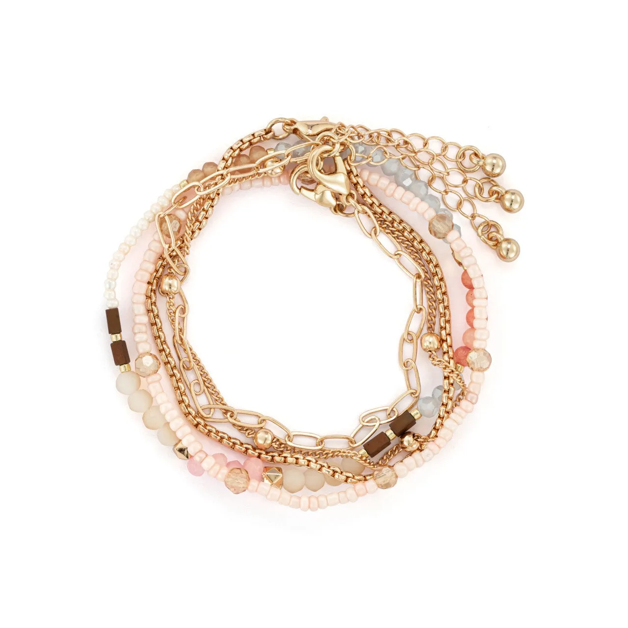 Bracelet Set of 5-Multicolor Gold