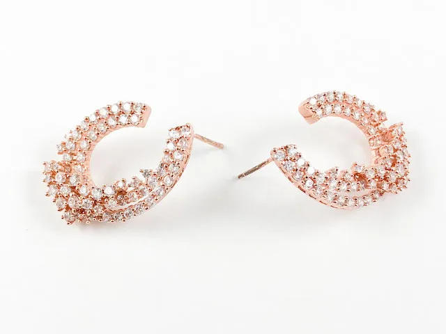 Classic Elegant Curve Design Rose Gold Brass Earrings