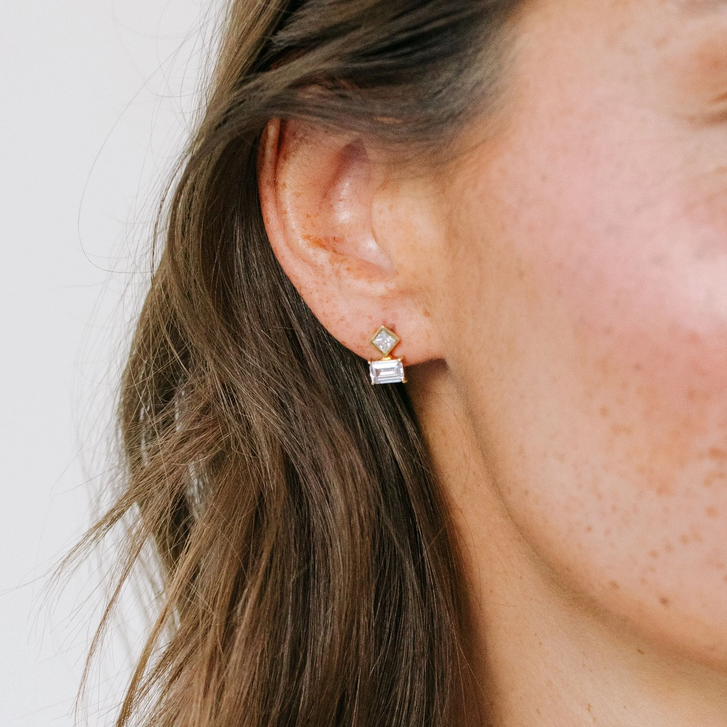 Crystal Baguette Studs