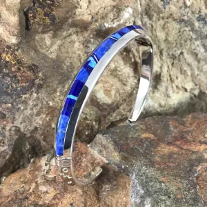 David Rosales Blue Sky Inlaid Sterling Silver Bracelet