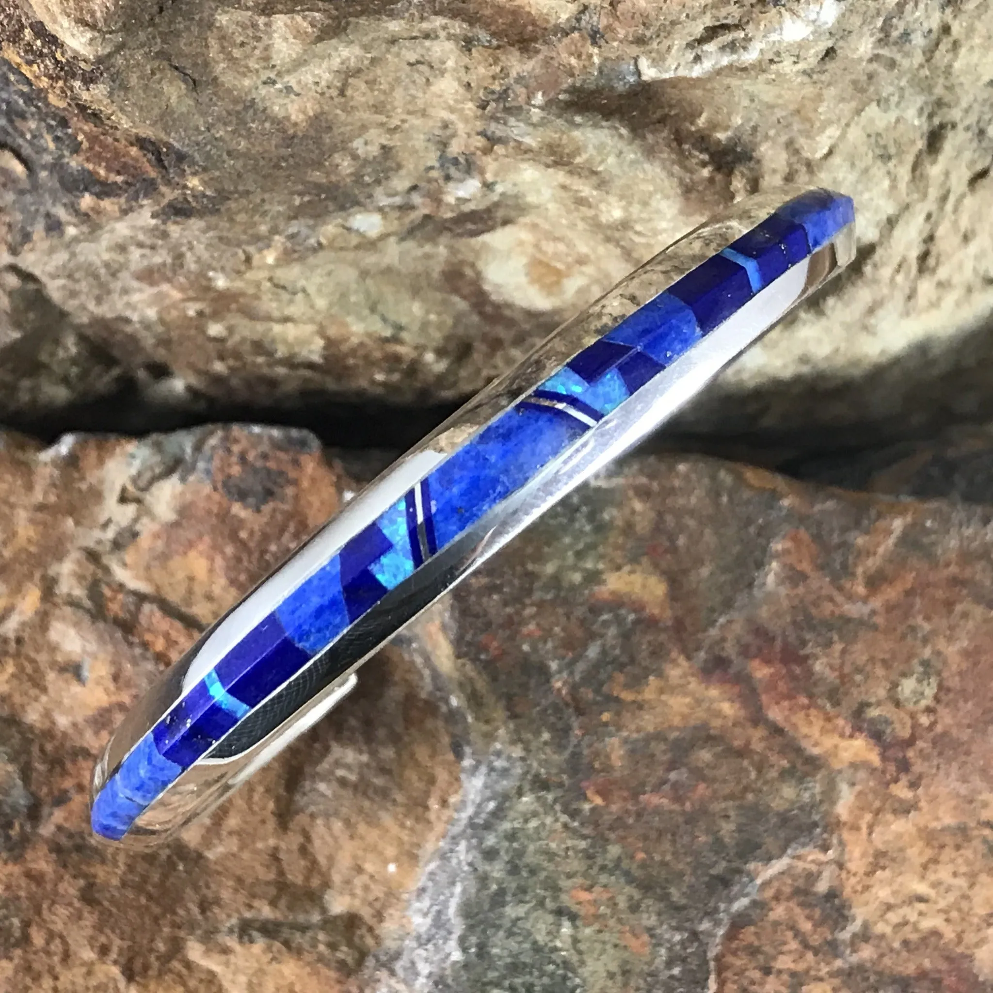 David Rosales Blue Sky Inlaid Sterling Silver Bracelet