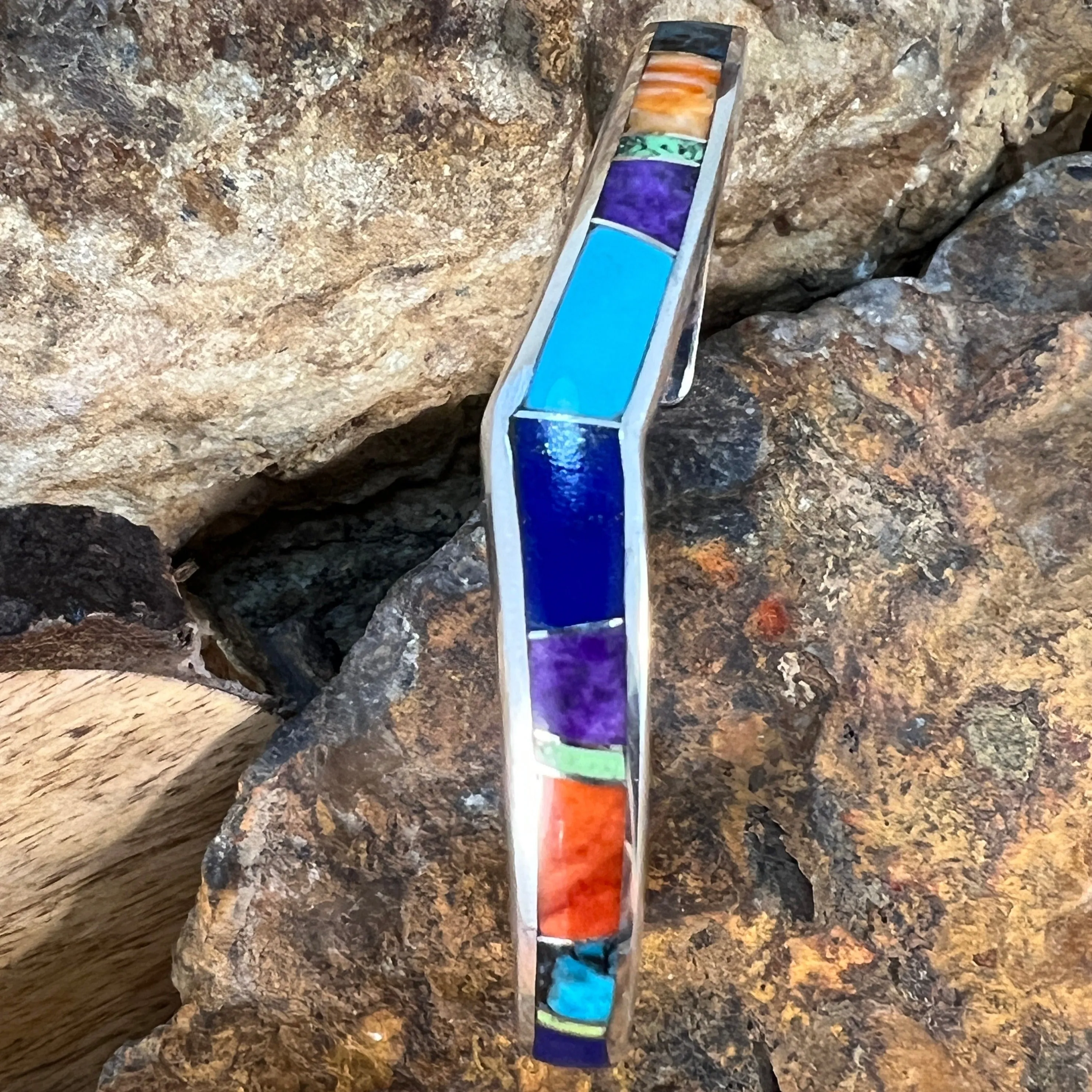 David Rosales Indian Summer Inlaid Sterling Silver Bracelet