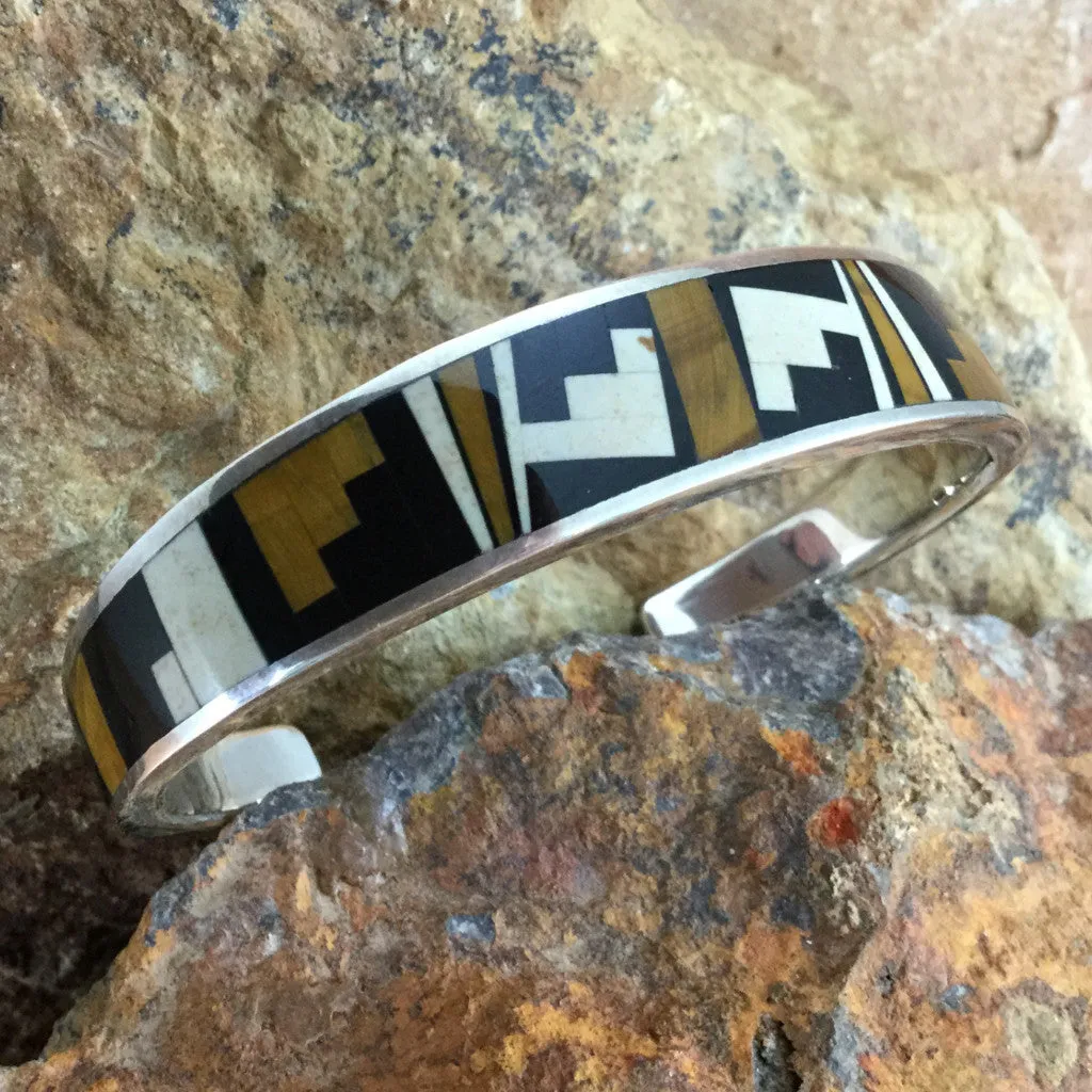 David Rosales Kayenta Fancy Inlaid Sterling Silver Bracelet