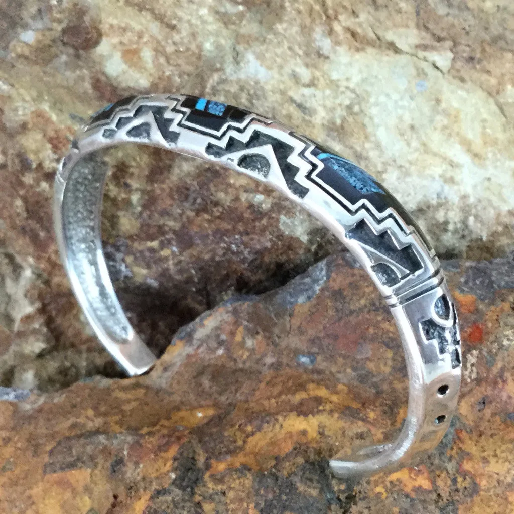 David Rosales Shadow Peak Inlaid Sterling Silver Bracelet