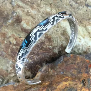 David Rosales Shadow Peak Inlaid Sterling Silver Bracelet