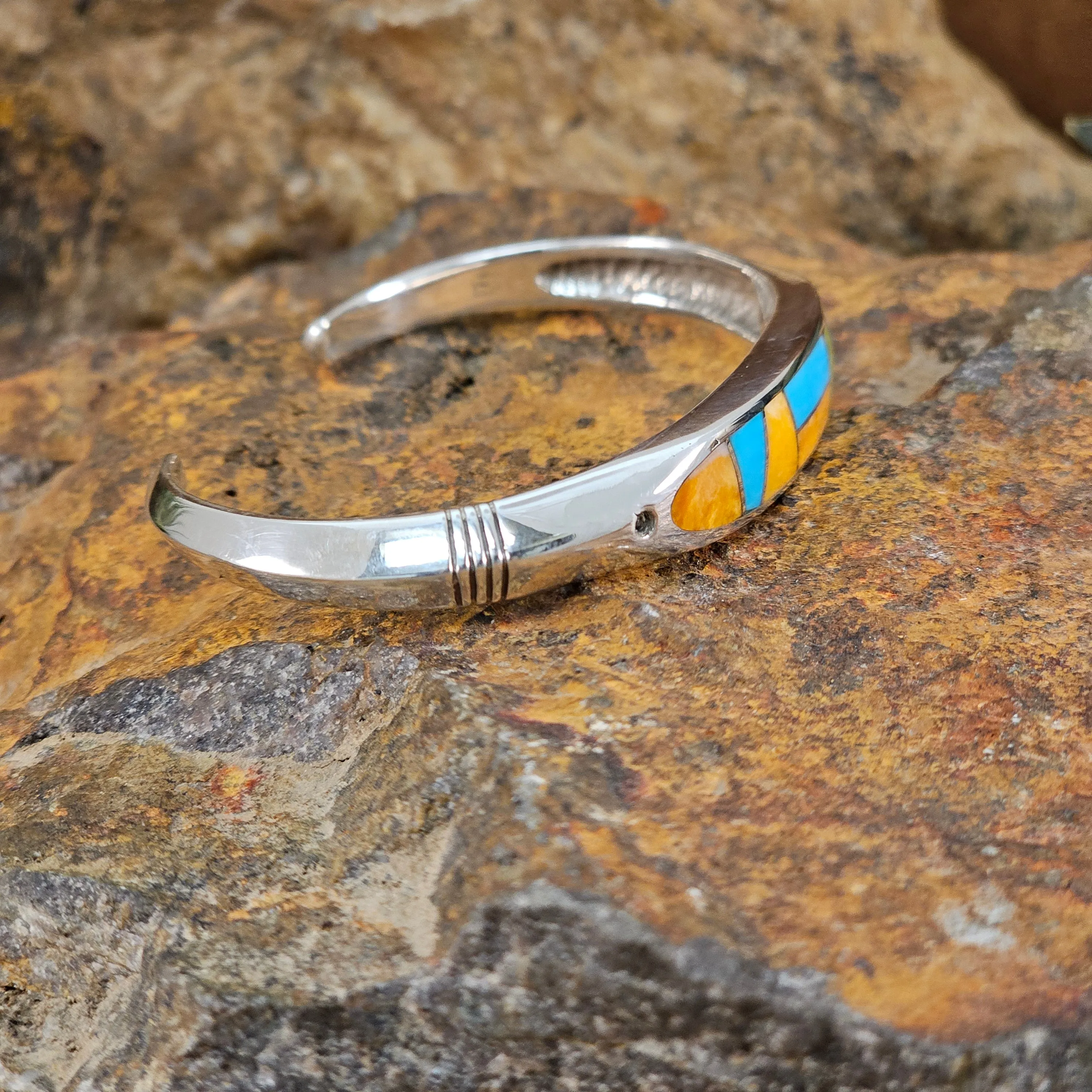 David Rosales Sunrise Inlaid Sterling Silver Bracelet