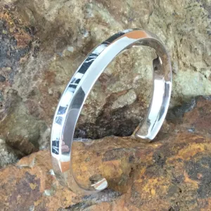 David Rosales White Buffalo Inlaid Sterling Silver Cuff Bracelet