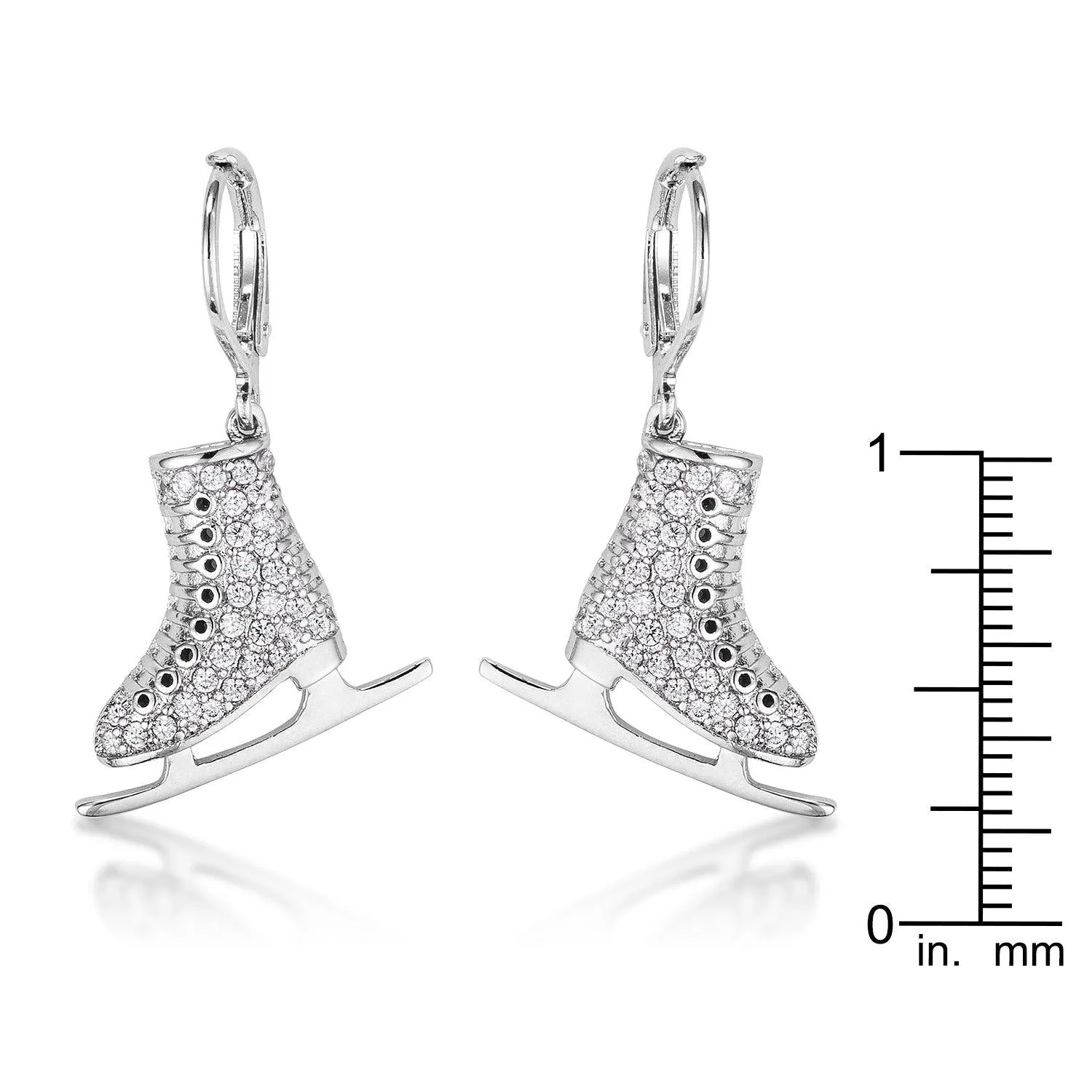 Delicate .85Ct Rhodium Plated Ice Skate Earrings