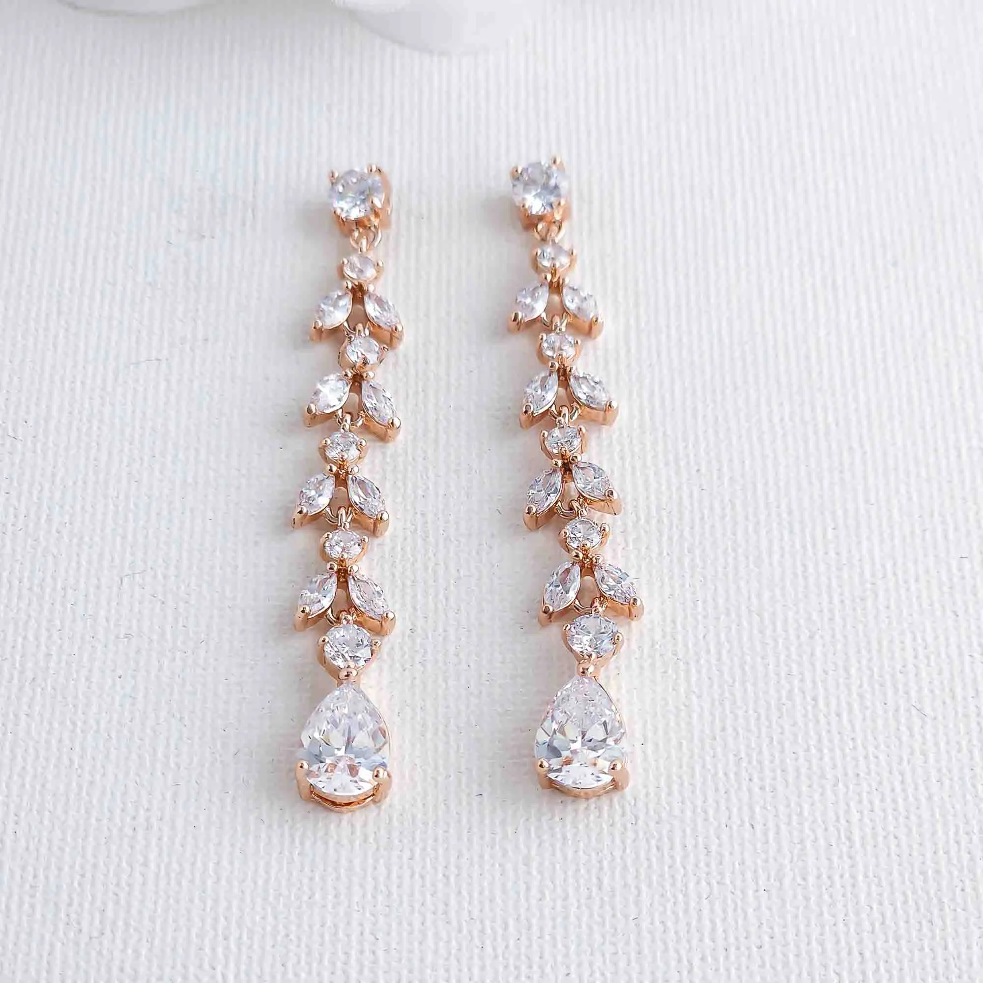 Delicate Earrings and Necklace Set for Wedding in Rose Gold-Miranda