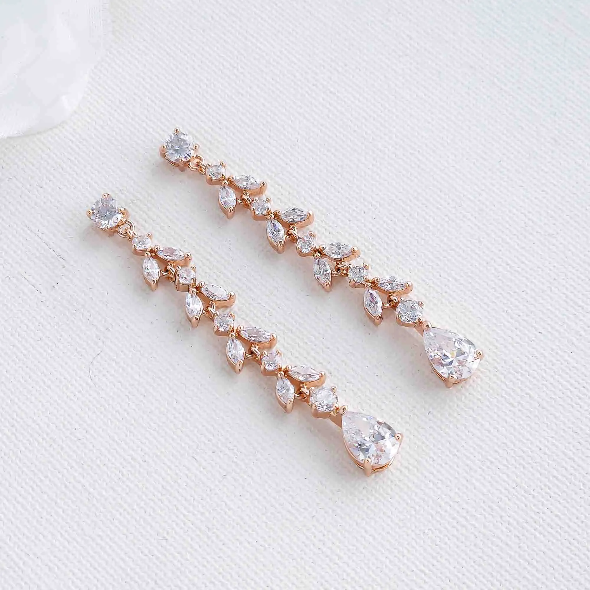 Delicate Earrings and Necklace Set for Wedding in Rose Gold-Miranda