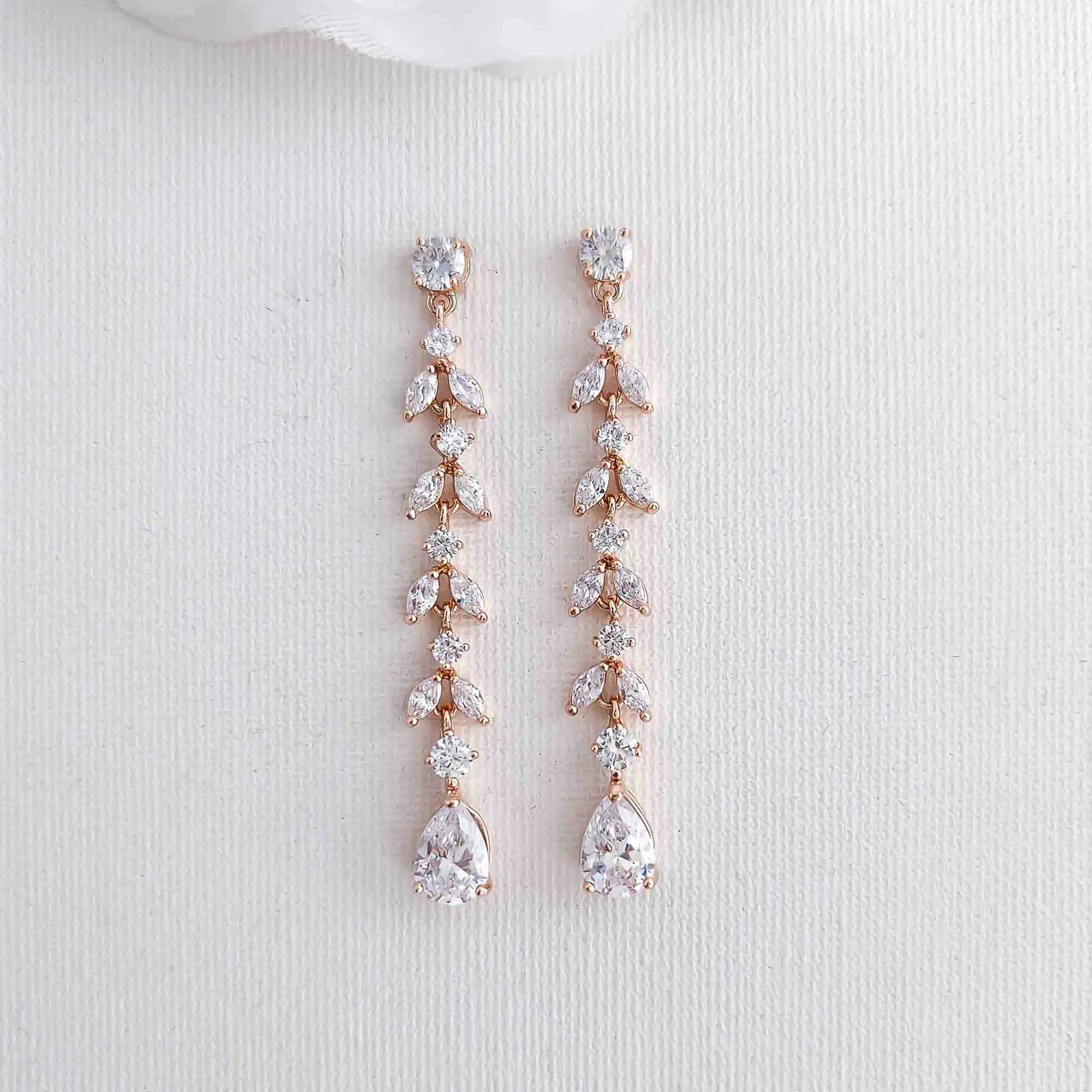 Delicate Earrings and Necklace Set for Wedding in Rose Gold-Miranda