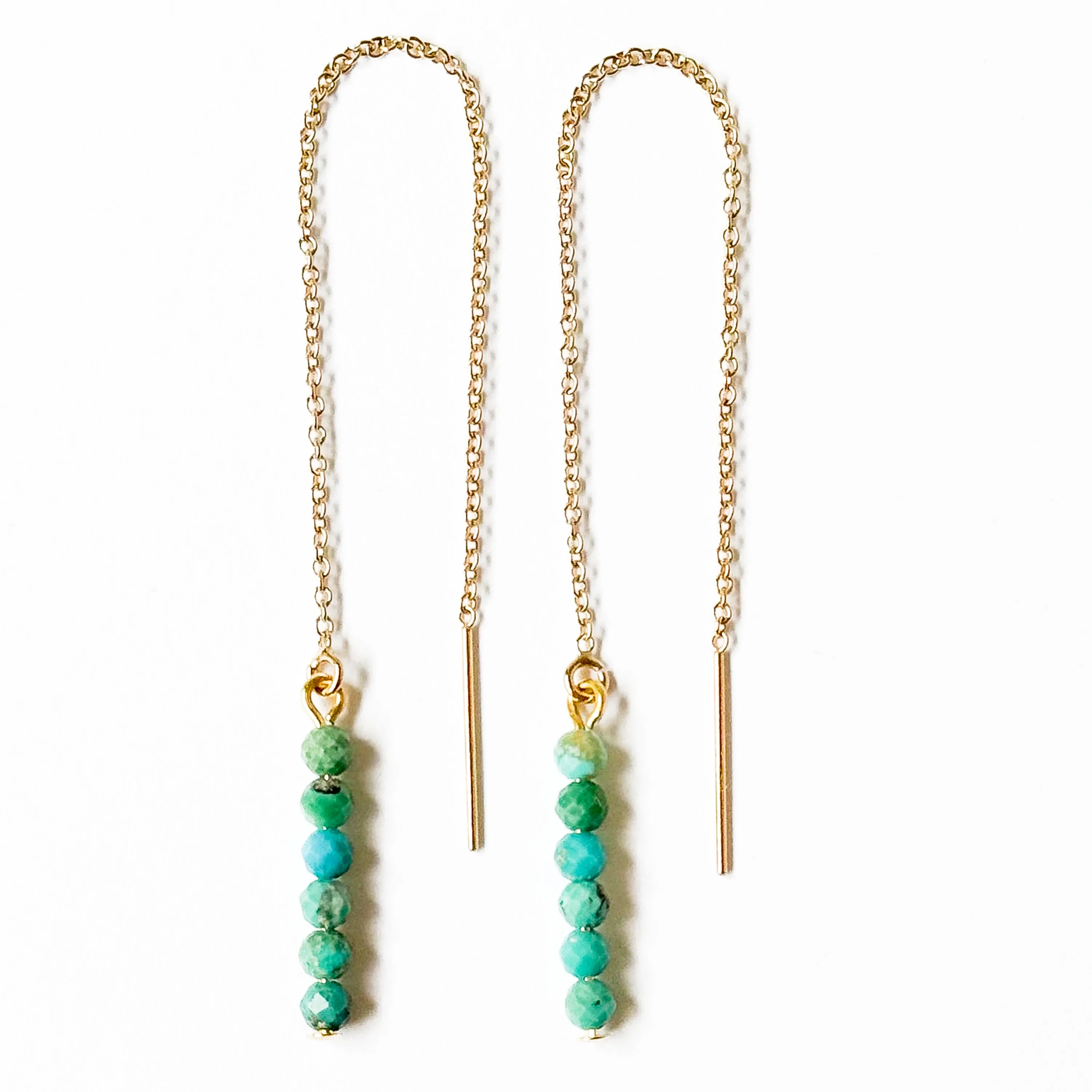 Delicate Gold Filled Turquoise Threader Earrings