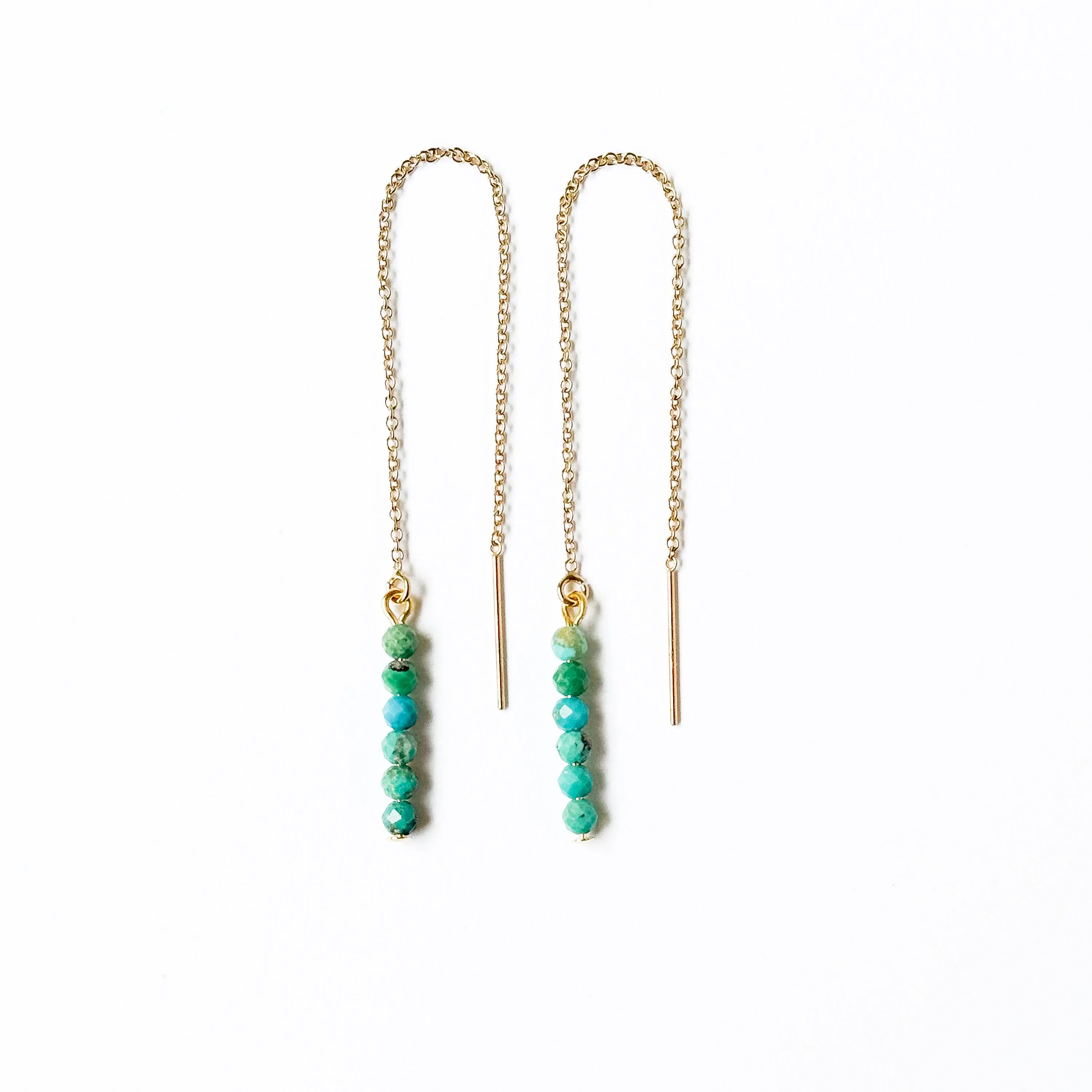 Delicate Gold Filled Turquoise Threader Earrings