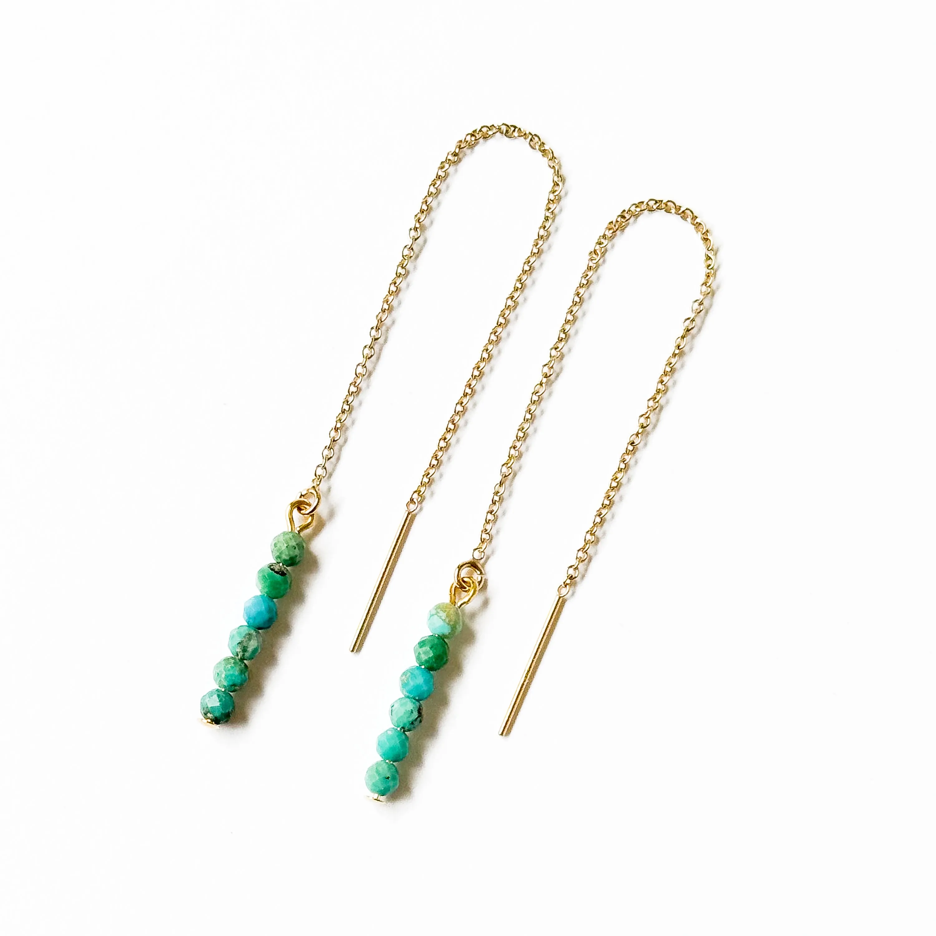 Delicate Gold Filled Turquoise Threader Earrings