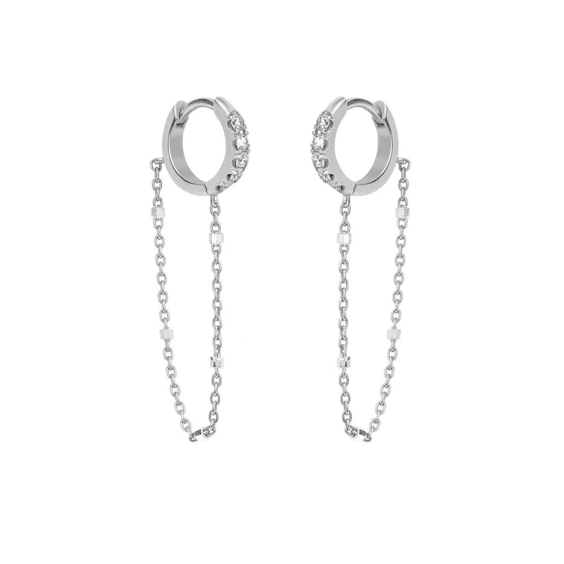 Diamond Mini Goddess Chain Earrings